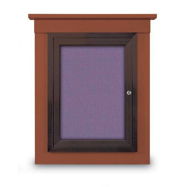 42"x32" 2-Door Enclosed Letterboard, Header, Black Felt/Walnut
